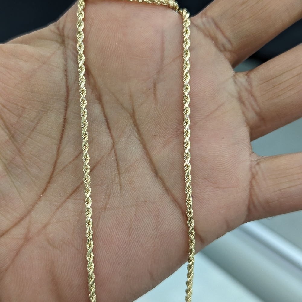 10kt Real Gold Rope Chain 2mm 22 Inch - Picture 5 of 8